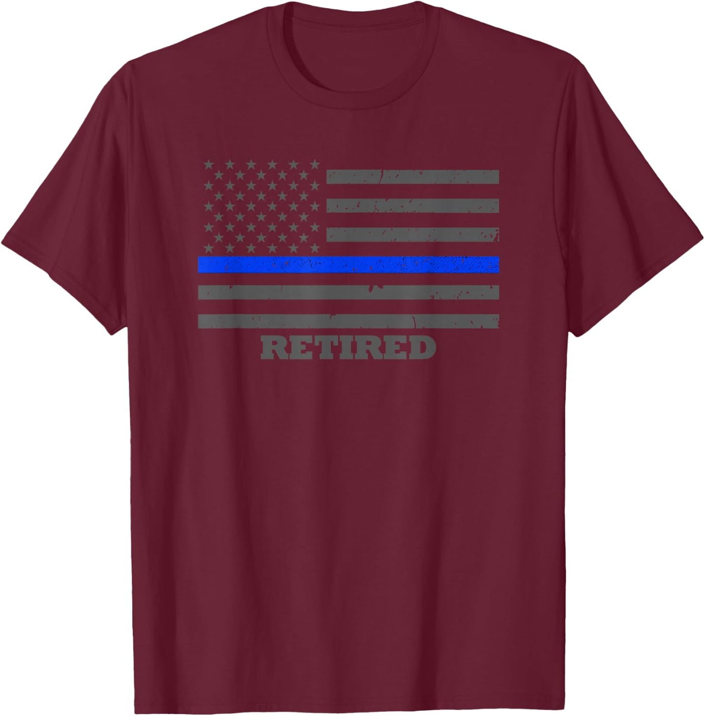 Retired Police Officer Thin Blue Line Flag T-Shirt - T-Shirt | Maroon