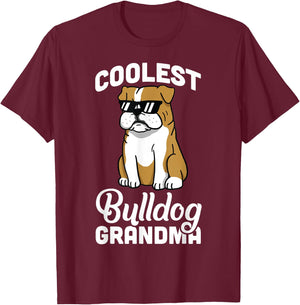 English Bulldog Coolest Grandma Funny Dog Shirt Men Women Girls Kids T-Shirt - T-Shirt | Maroon