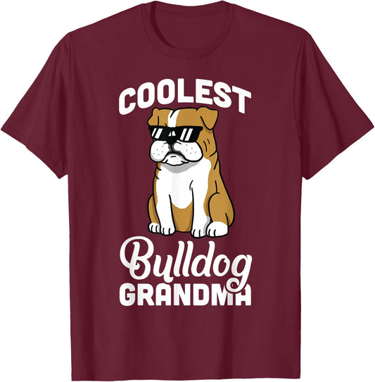 English Bulldog Coolest Grandma Funny Dog Shirt Men Women Girls Kids T-Shirt - T-Shirt | Maroon