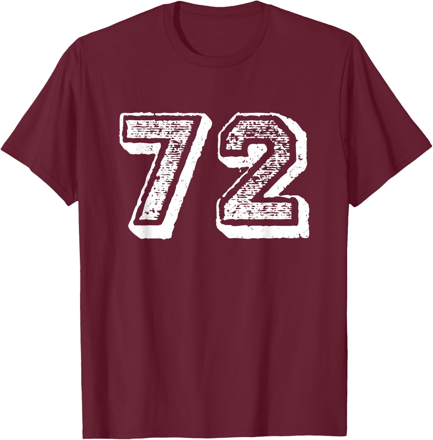Number 72 Sports Jersey Player #72 Fan Front Print Vintage T-Shirt - T-Shirt | Maroon
