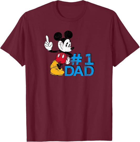 Disney Mickey Mouse Father's Day #1 Dad T-Shirt - T-Shirt | Maroon