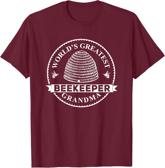 World's Greatest BEEKEEPER Grandma Gift Beekeeping T-Shirt - T-Shirt | Maroon