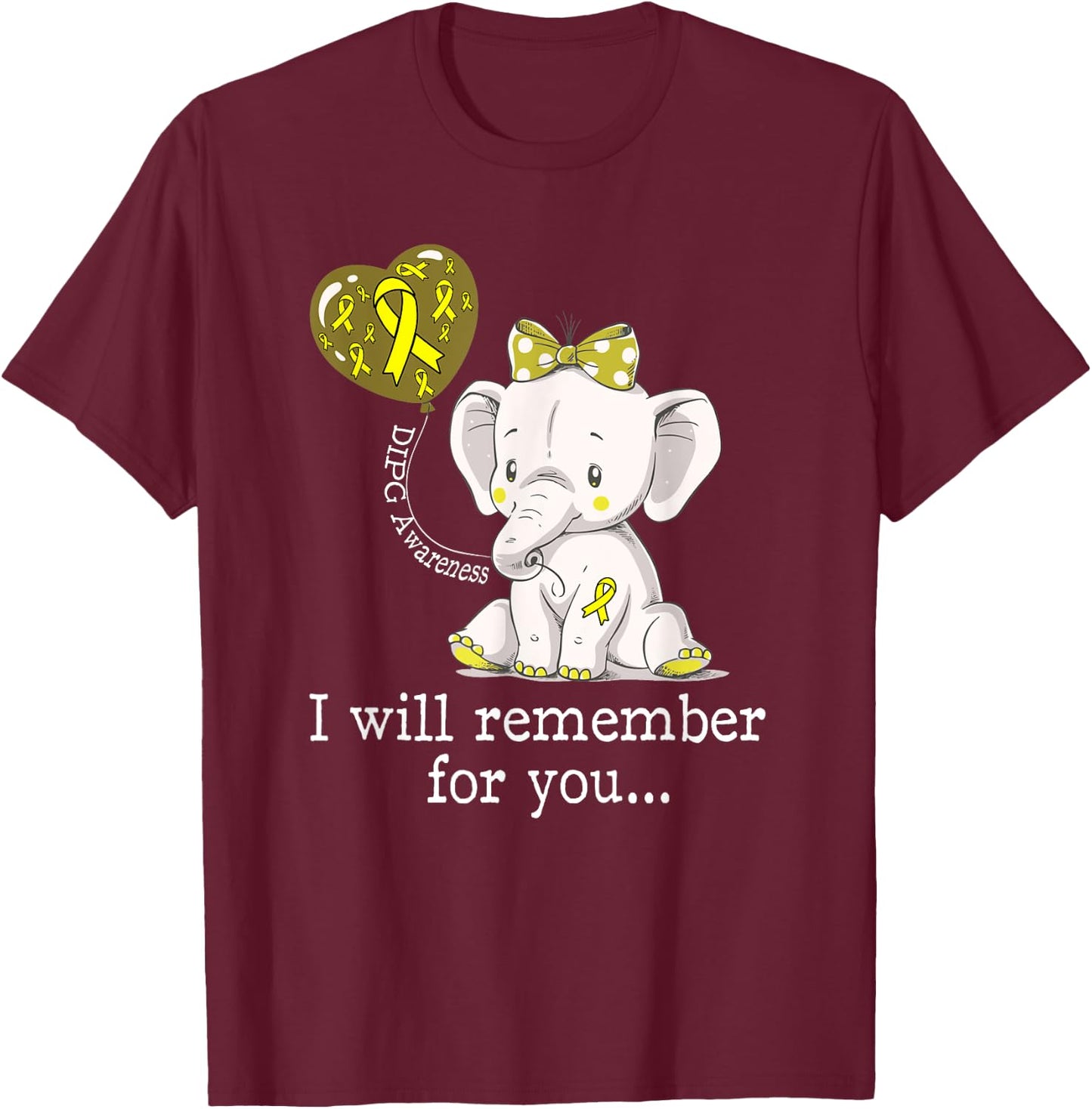 DIPG Awareness Elephant T-Shirt - T-Shirt | Maroon