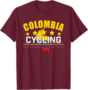 Colombian Cycling Shirt Colombia Flag Gift Cyclist Bicyclist T-Shirt - T-Shirt | Maroon