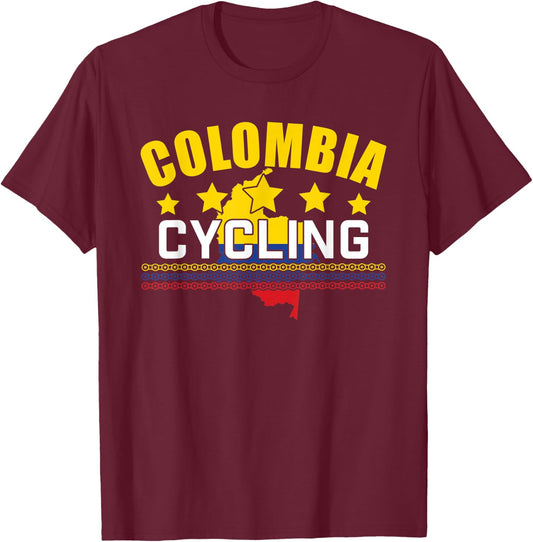 Colombian Cycling Shirt Colombia Flag Gift Cyclist Bicyclist T-Shirt - T-Shirt | Maroon