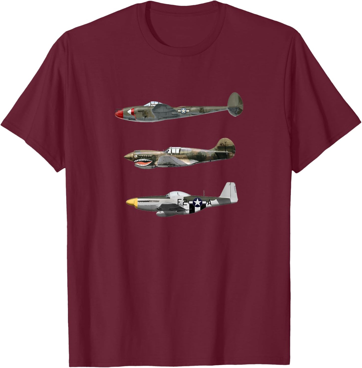 Fighter Airplanes Warbirds T-Shirt - T-Shirt | Maroon