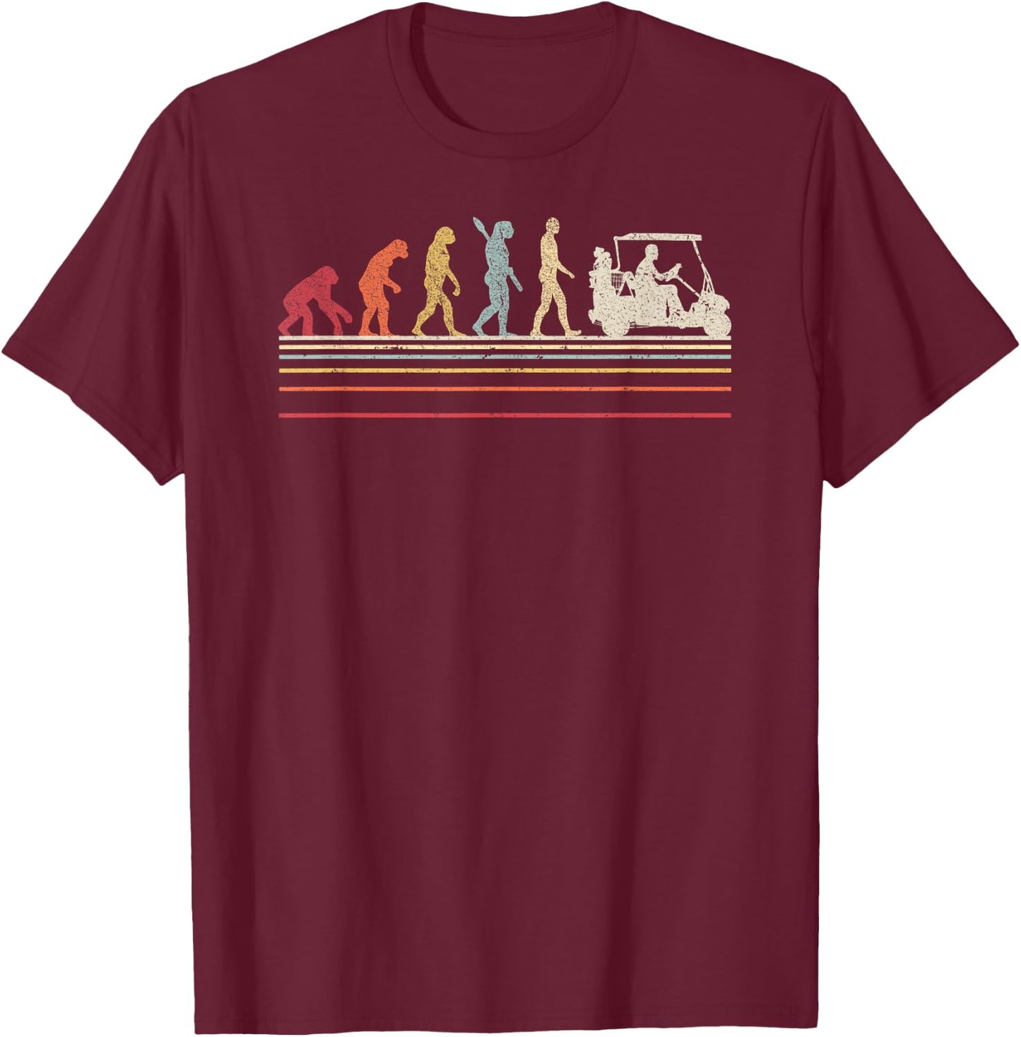 Funny Golf Shirt. Retro Style Evolution Of Man T-Shirt - T-Shirt | Maroon