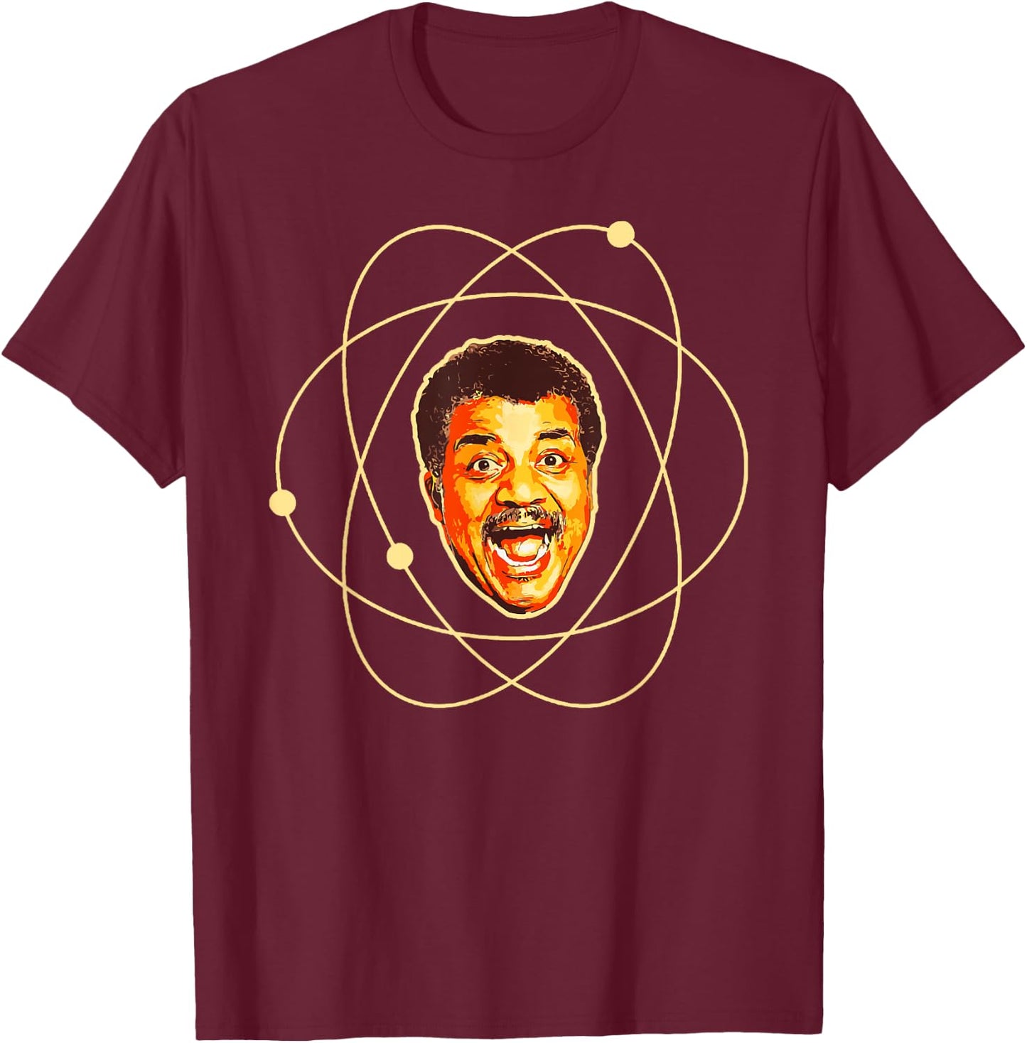 Neil deGrasse Tyson Atomic Neil Face - Funny Science T-Shirt - T-Shirt | Maroon