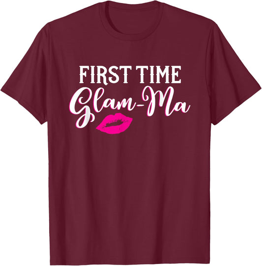 New Glam-Ma First Time Grandmother Gift T-Shirt - T-Shirt | Maroon