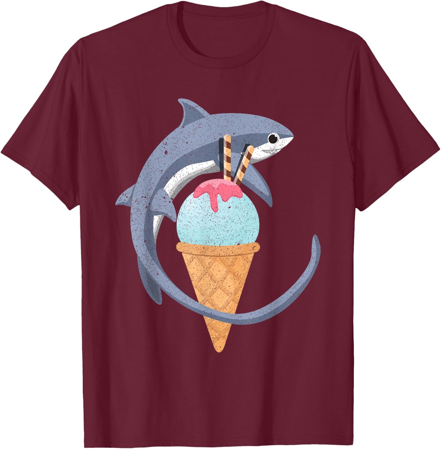 Thresher Shark Shirt T Shirt Sharks & Ice Cream Men Women Girls Kids T-Shirt - T-Shirt | Maroon