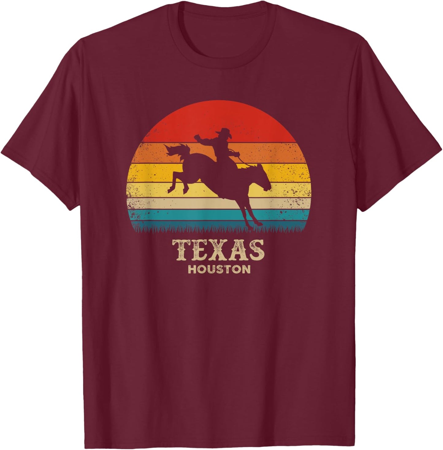 Vintage Texas - Houston Rodeo Souvenir T-Shirt - T-Shirt | Maroon