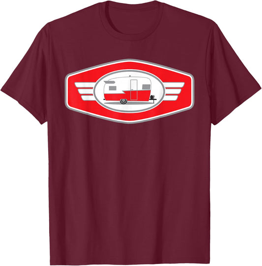 Vintage Shasta Camper Trailer - Red/White T-Shirt - T-Shirt | Maroon