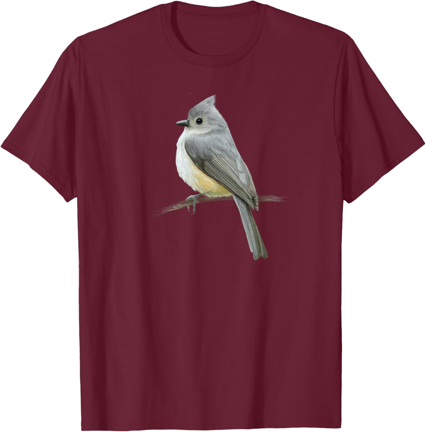Tufted Titmouse Bird T-Shirt - T-Shirt | Maroon