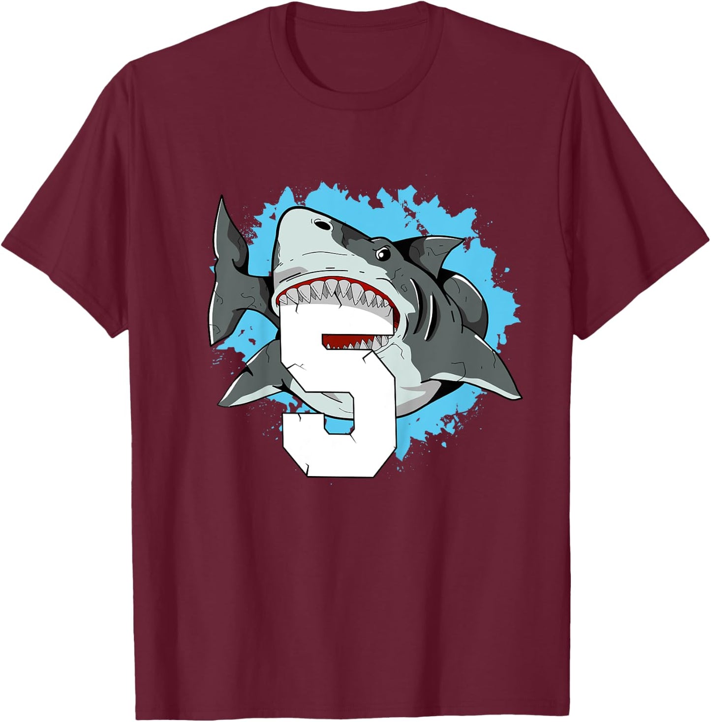 Shark 5th Birthday Boy 5 Five Shark Theme Party T-Shirt - T-Shirt | Maroon