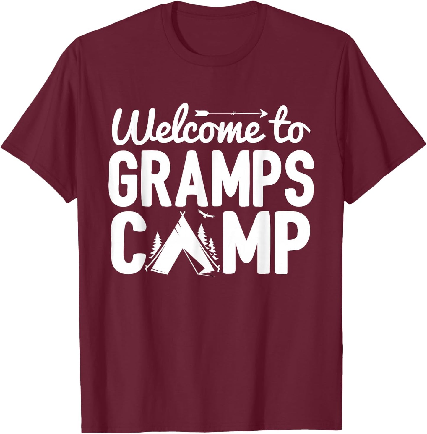 Welcome To Gramps Camp Distressed Camping T-Shirt - T-Shirt | Maroon