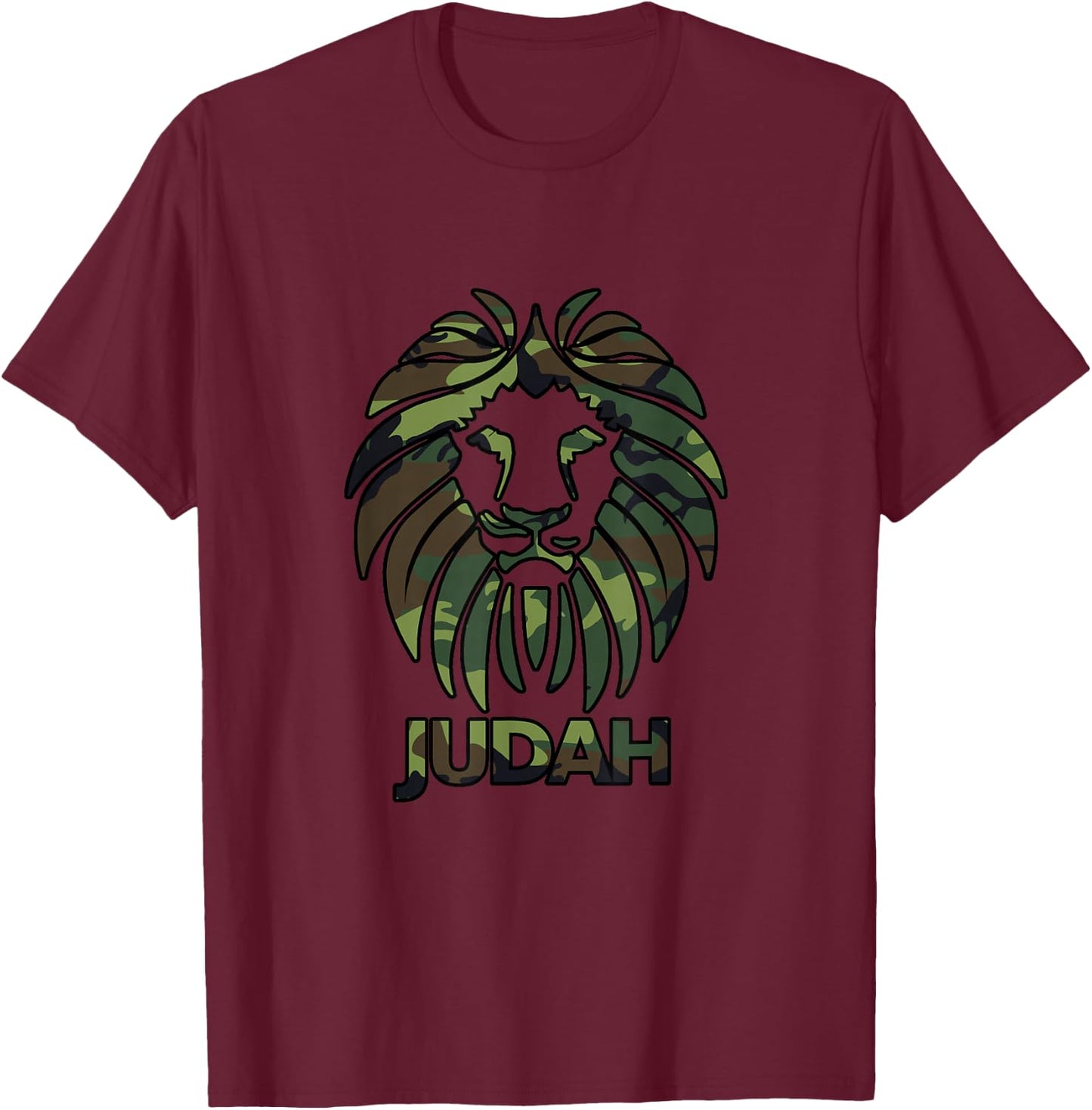 Hebrew Israelite T Shirt CAMO Lion Of Judah Clothing T-Shirt - T-Shirt | Maroon