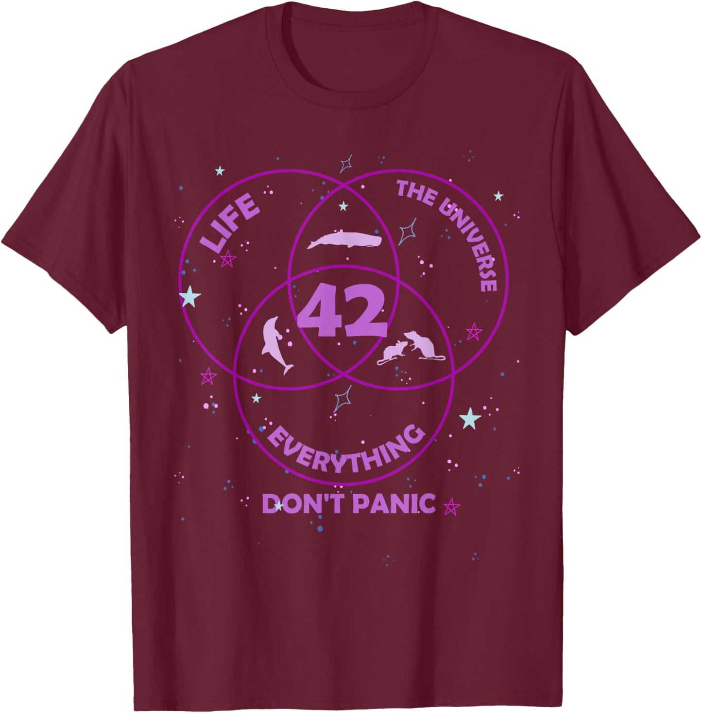 42 Answer to Life Universe Everything T-Shirt - T-Shirt | Maroon