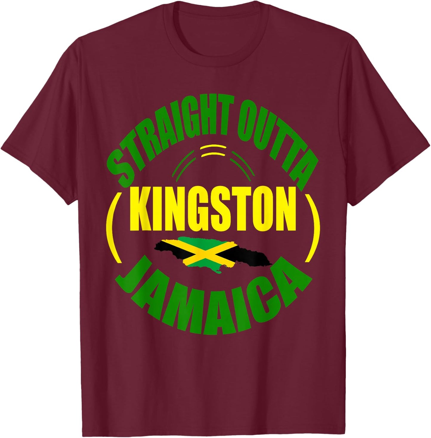 Straight From Kingston Jamaica, Jamaican Flag T-Shirt - T-Shirt | Maroon