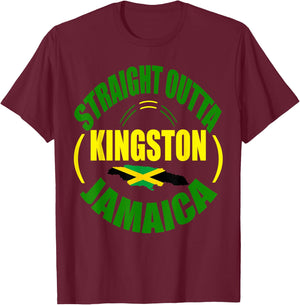 Straight From Kingston Jamaica, Jamaican Flag T-Shirt - T-Shirt | Maroon