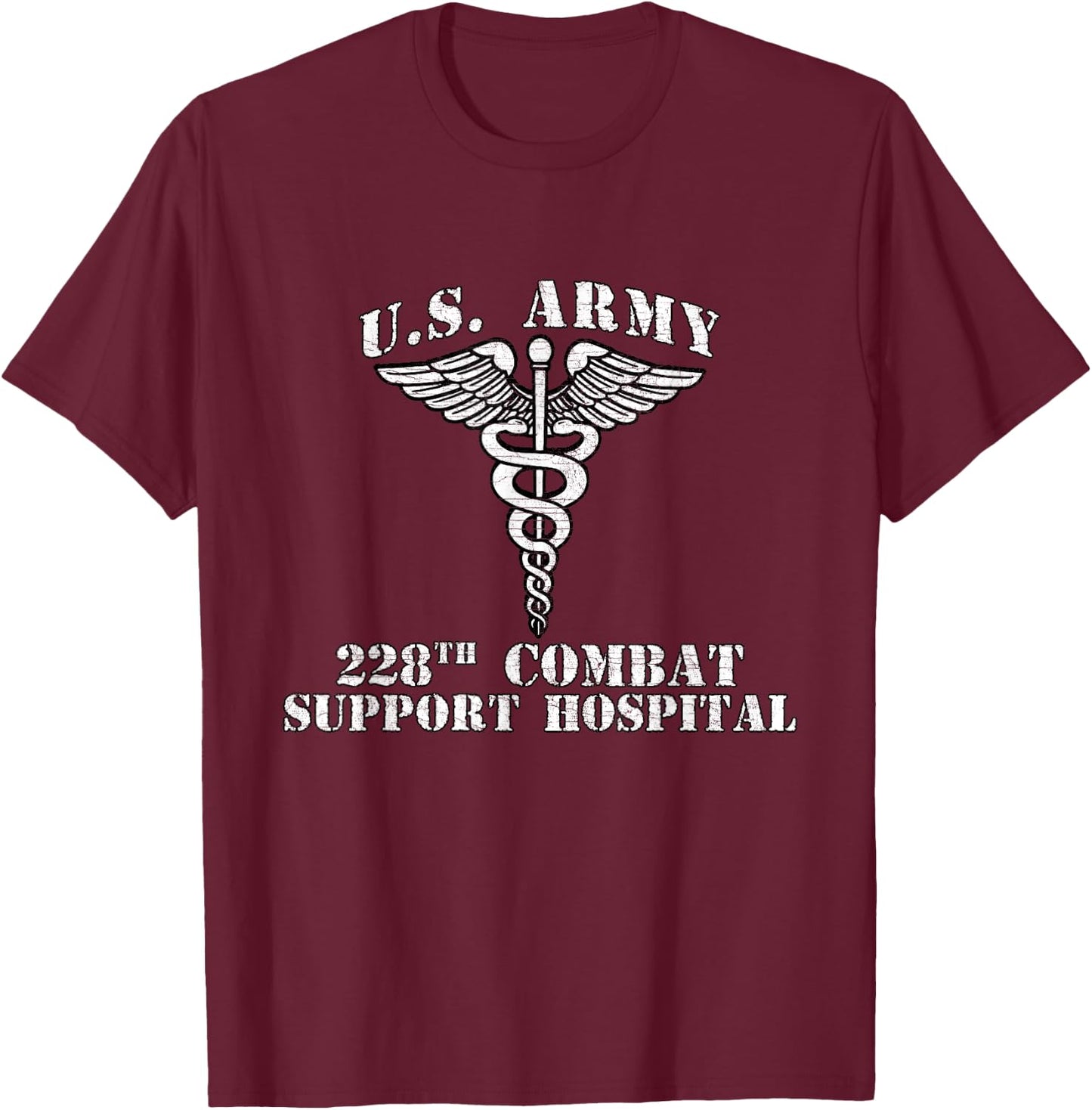 228th Combat Support Hospital Veterans Day Vintage Gifts T-Shirt - T-Shirt | Maroon