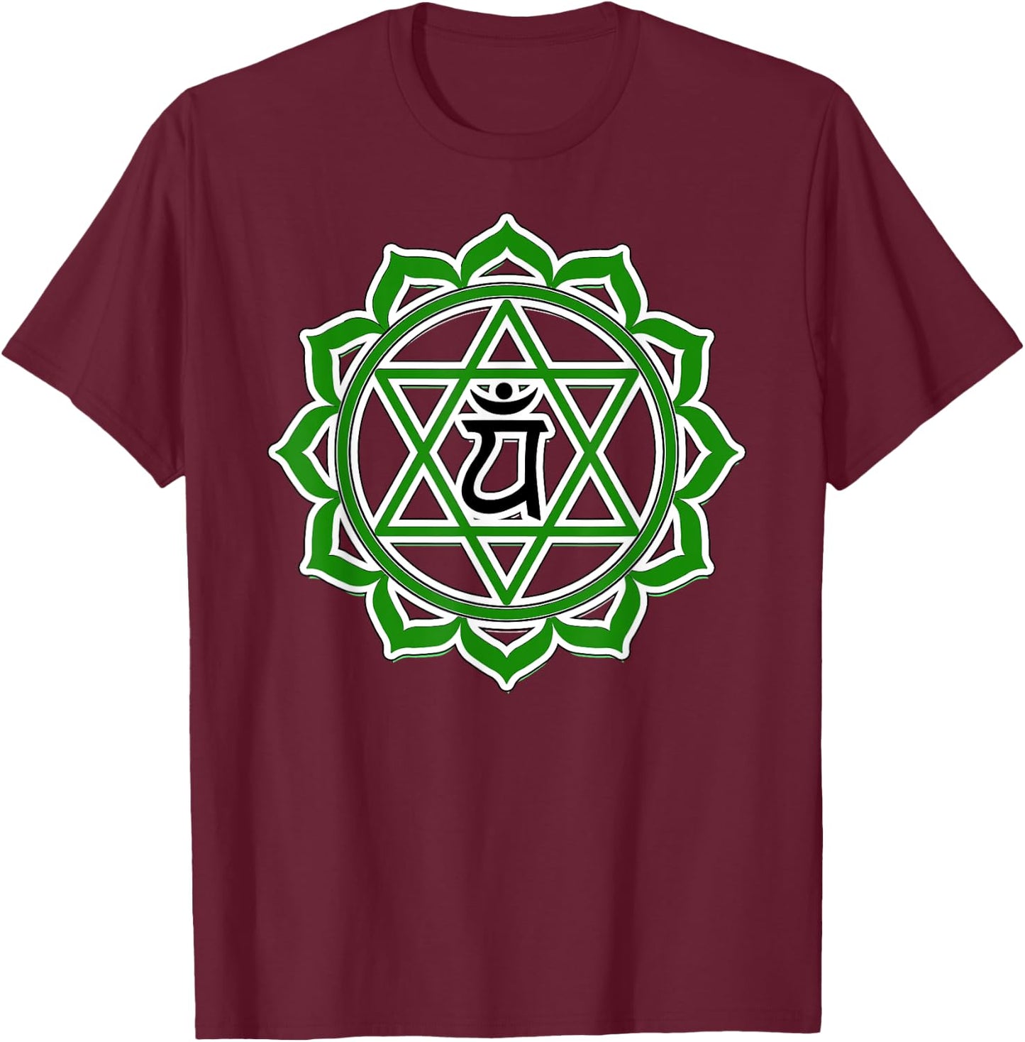 Yoga Anahata Heart Green Chakra T-Shirt - T-Shirt | Maroon
