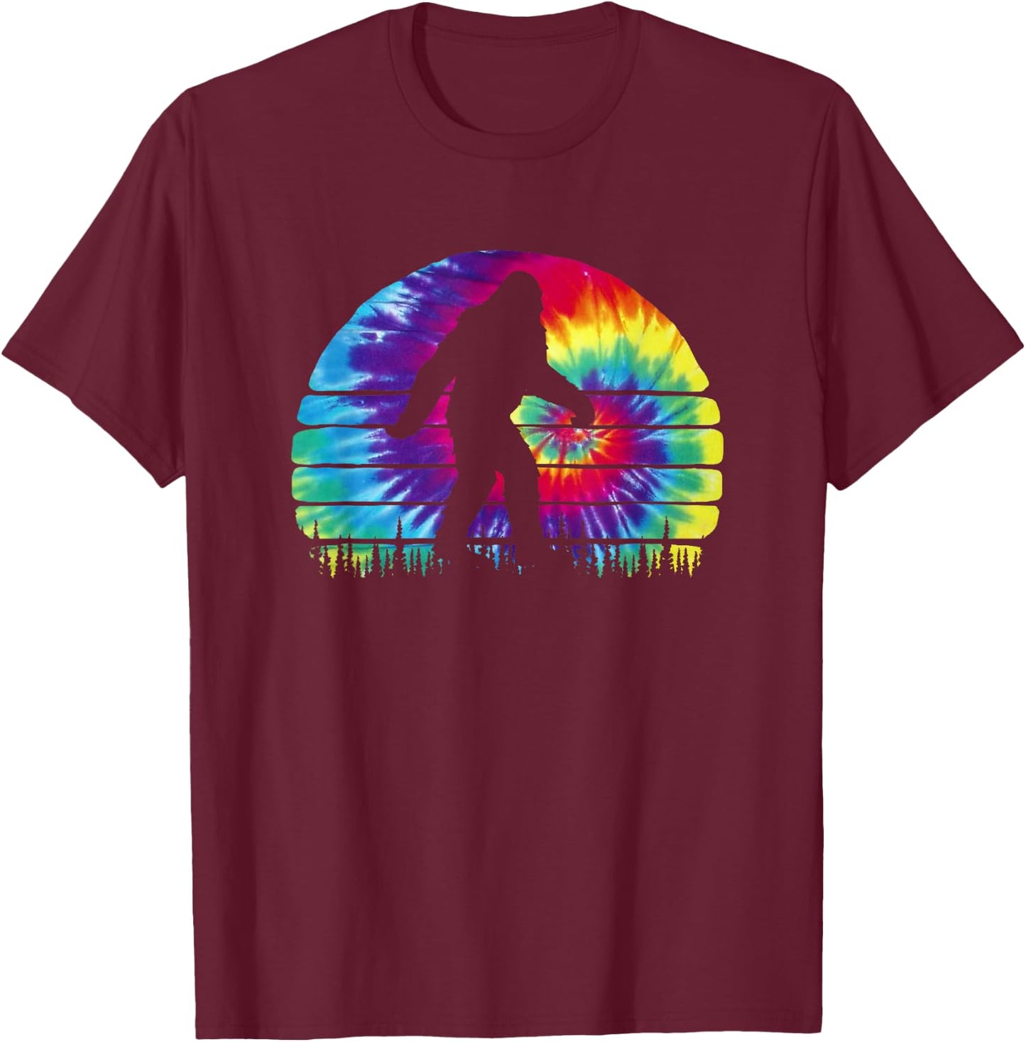 Believe in Bigfoot Tie Dye Design - Hippie Sasquatch T-Shirt - T-Shirt | Maroon