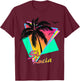 St. Lucia 80s Tropical Summer Beach Palm Tree Sunset T-Shirt - T-Shirt | Maroon
