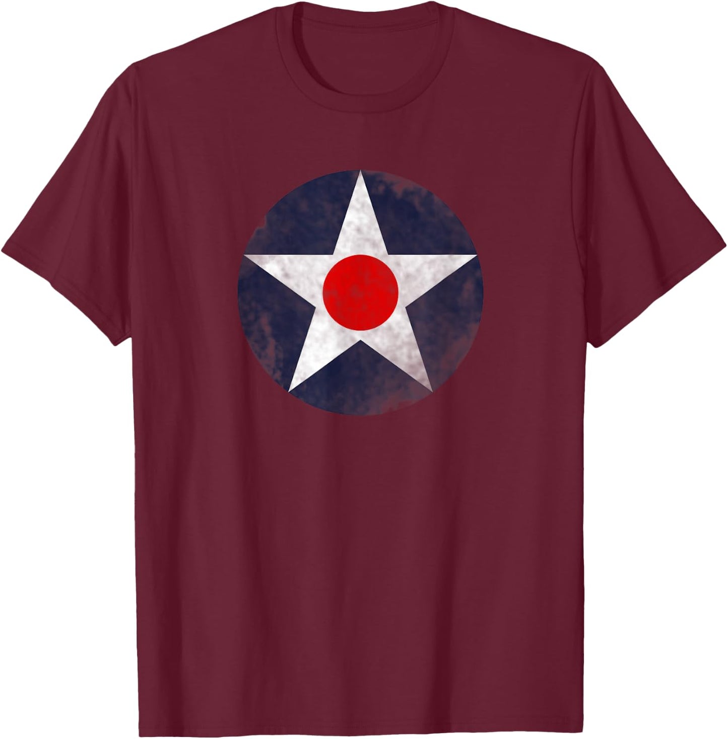 US Aircraft Star Roundel (Weathered) T-Shirt - T-Shirt | Maroon