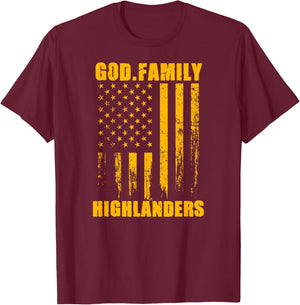 Glenvar Highlanders God. Family. Vintage USA Flag T-Shirt - T-Shirt | Maroon