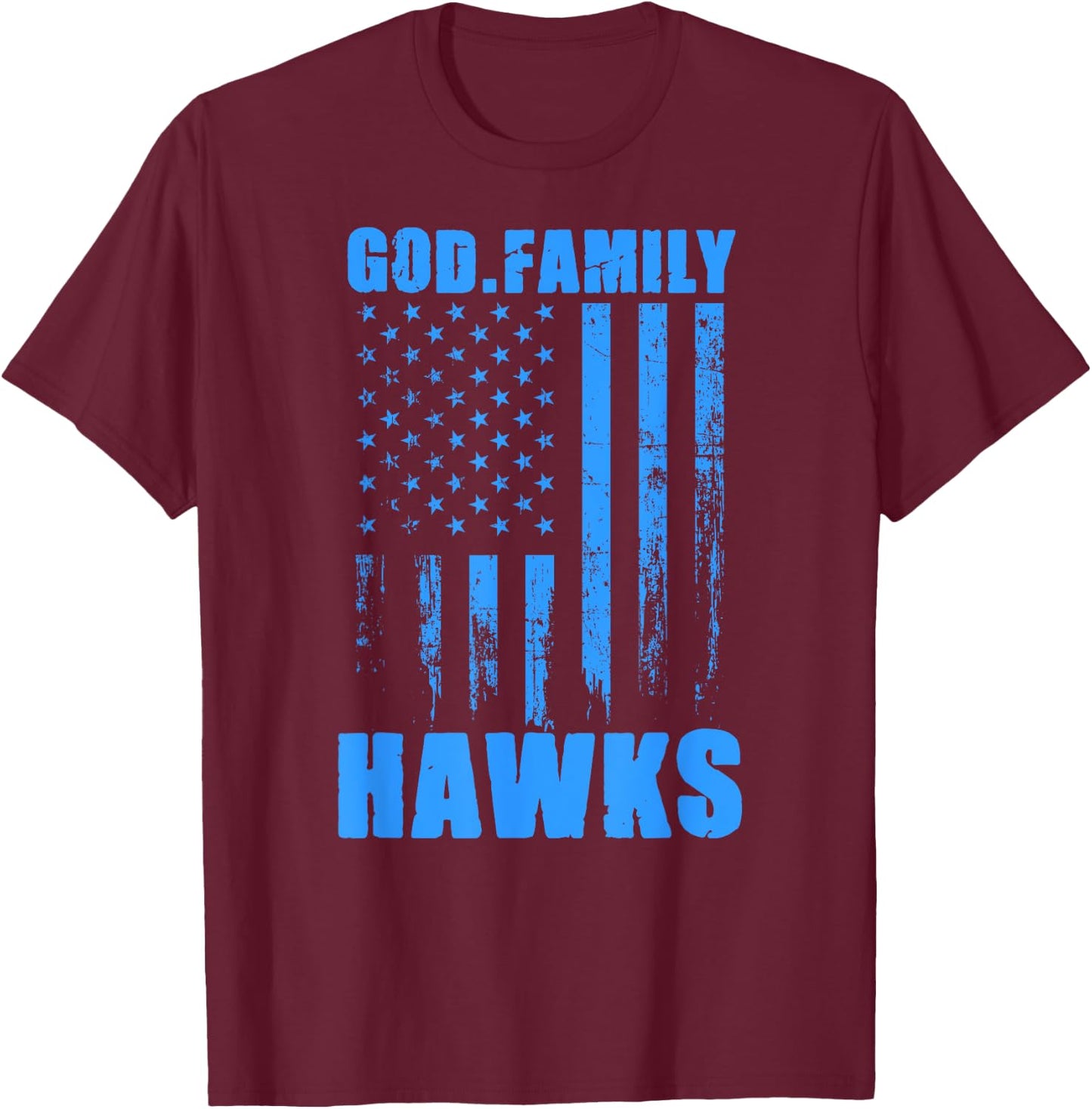 Hanover Hawks God. Family. Vintage USA Flag T-Shirt - T-Shirt | Maroon