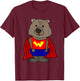 Smilemoretees Funny Wonder Wombat Superhero T-Shirt - T-Shirt | Maroon