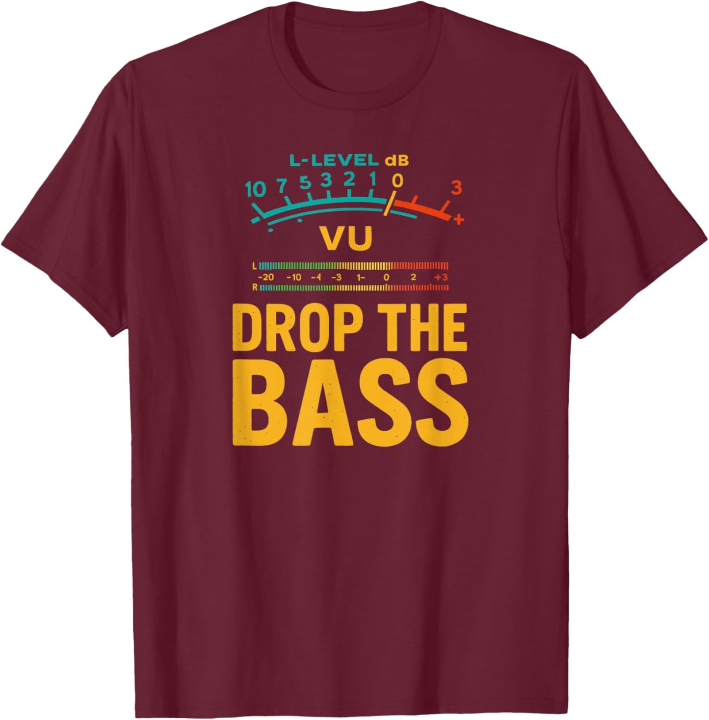 Retro VU Meter Vintage Hi-Fi Audio Stereo Music Sound T-Shirt - T-Shirt | Maroon