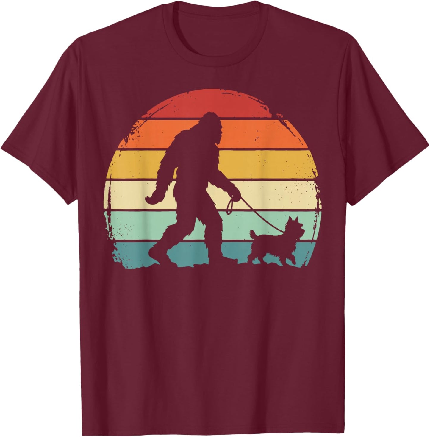 Bigfoot Yorkshire Terrier Retro Yorkie T-Shirt - T-Shirt | Maroon