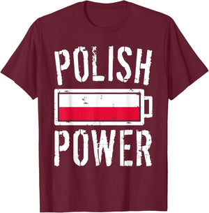 Poland Flag | Polish Power Battery Proud T-Shirt - T-Shirt | Maroon