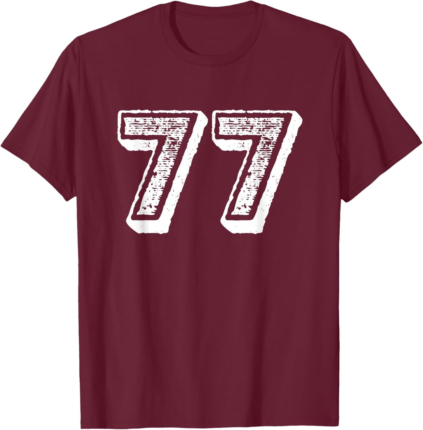 Number 77 Sports Jersey Player #77 Fan Front Print Vintage T-Shirt - T-Shirt | Maroon