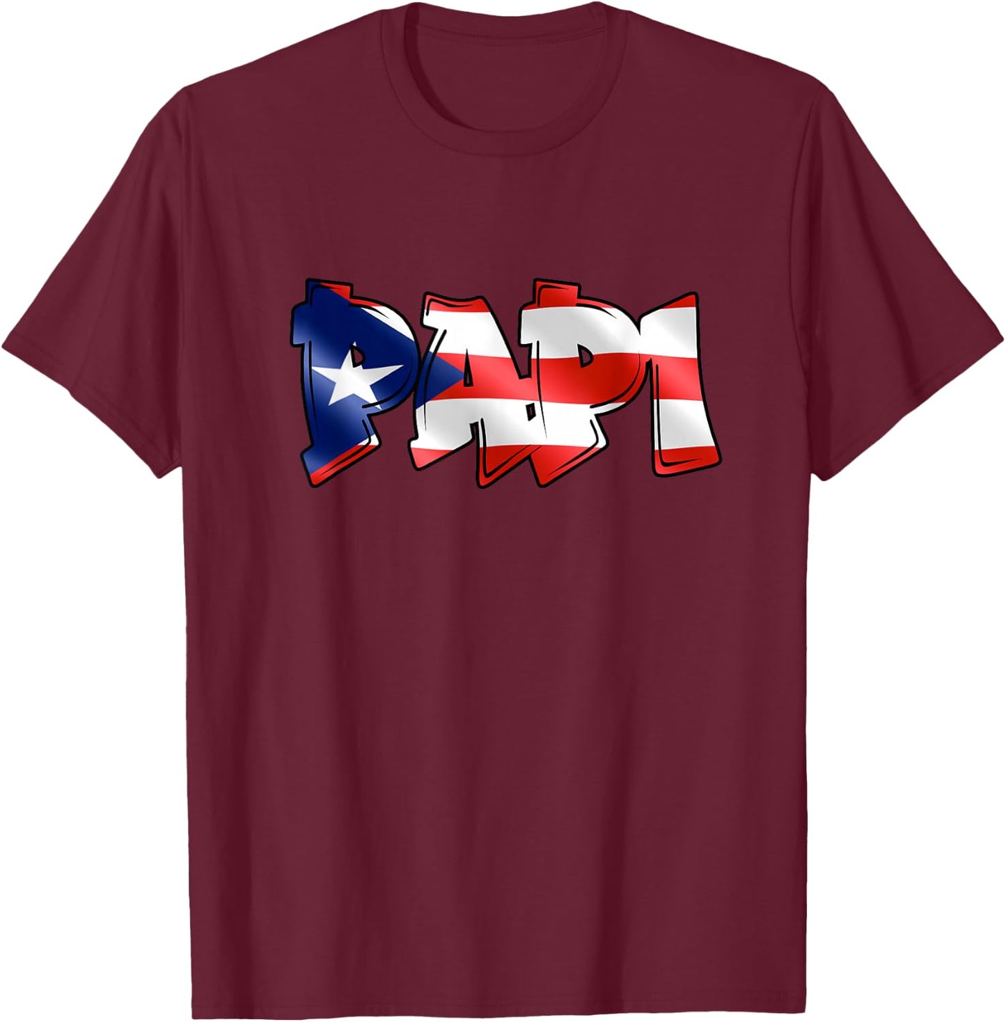 Papi Puerto Rican Flag PR Pride Father Dad Boricua T-Shirt - T-Shirt | Maroon