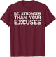 Funny Workout Gift Distressed Be Stronger than Your Excuses T-Shirt - T-Shirt | Maroon