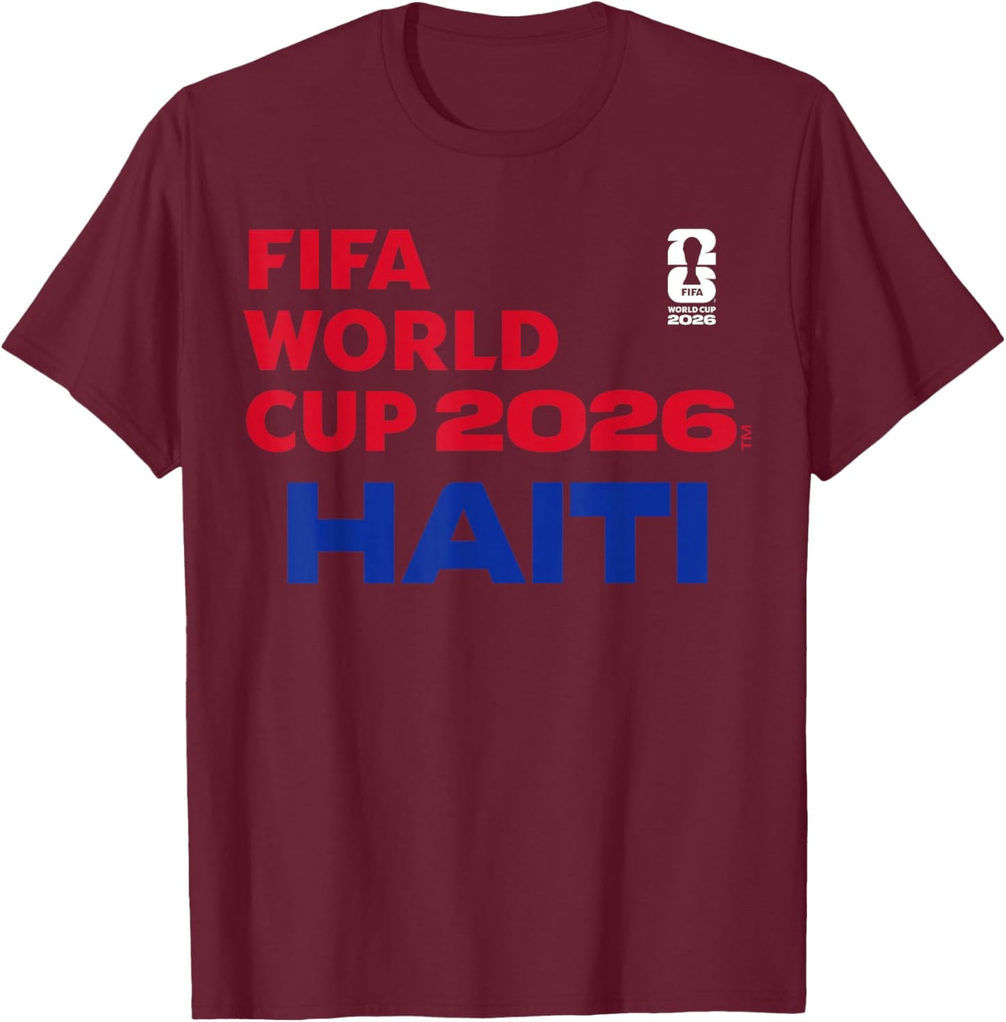 FIFA World CUP26 Haiti Block Letters T-Shirt - T-Shirt | Maroon
