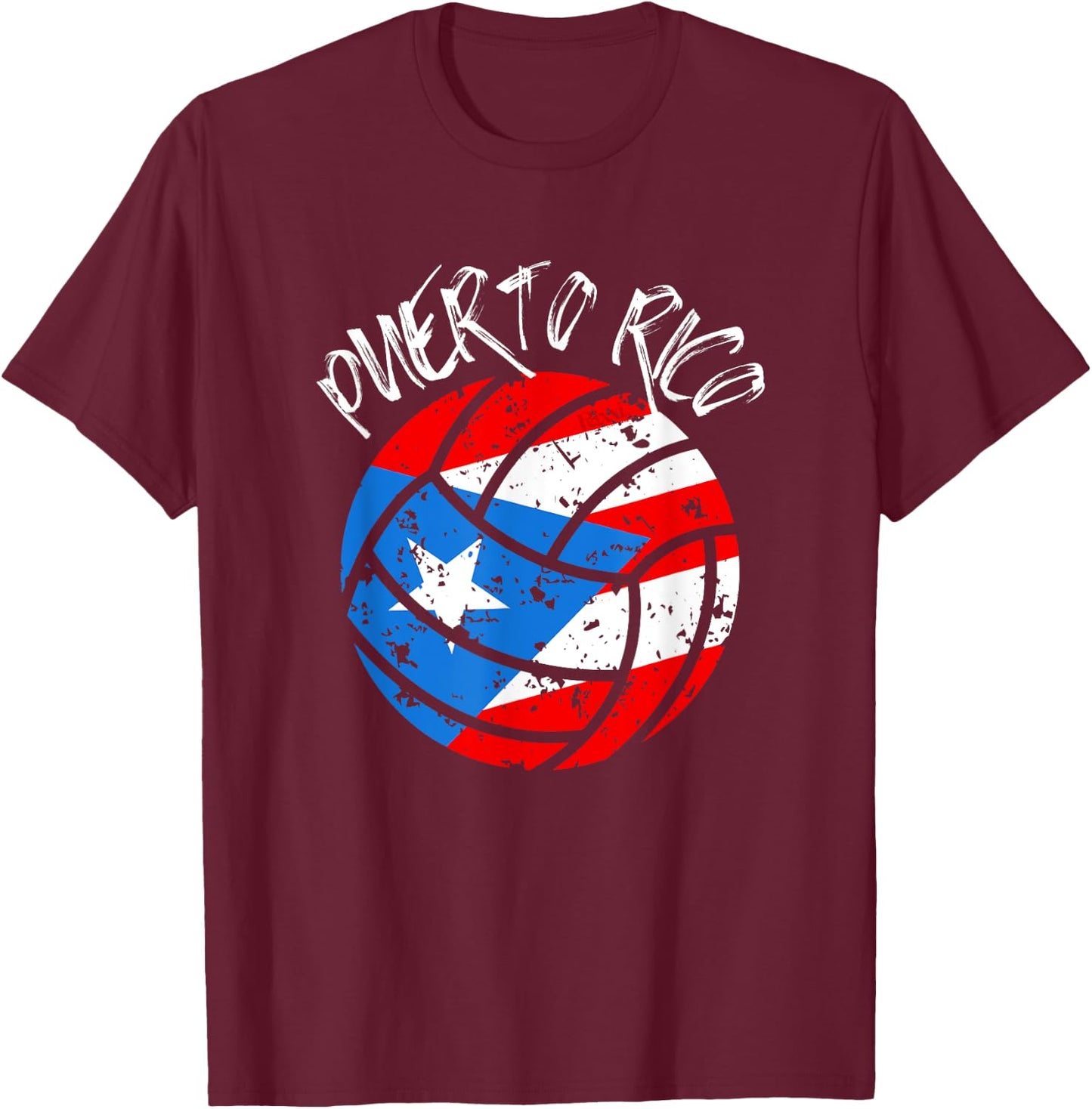Puerto Rico Flag Volleyball Ball Boricua Puerto Rican T-Shirt - T-Shirt | Maroon
