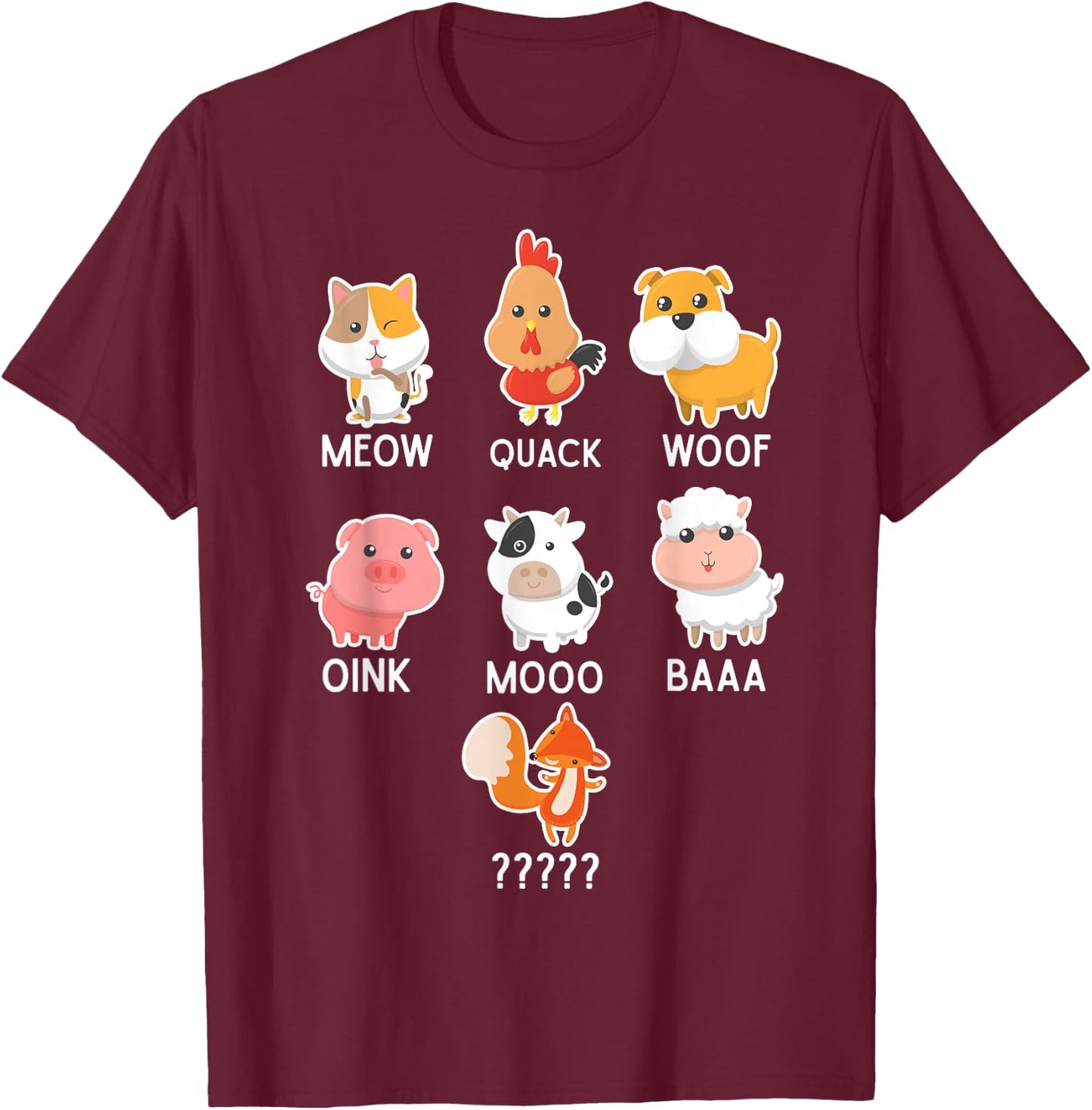 A What Does The Fox Say Animals T-Shirt - T-Shirt | Maroon