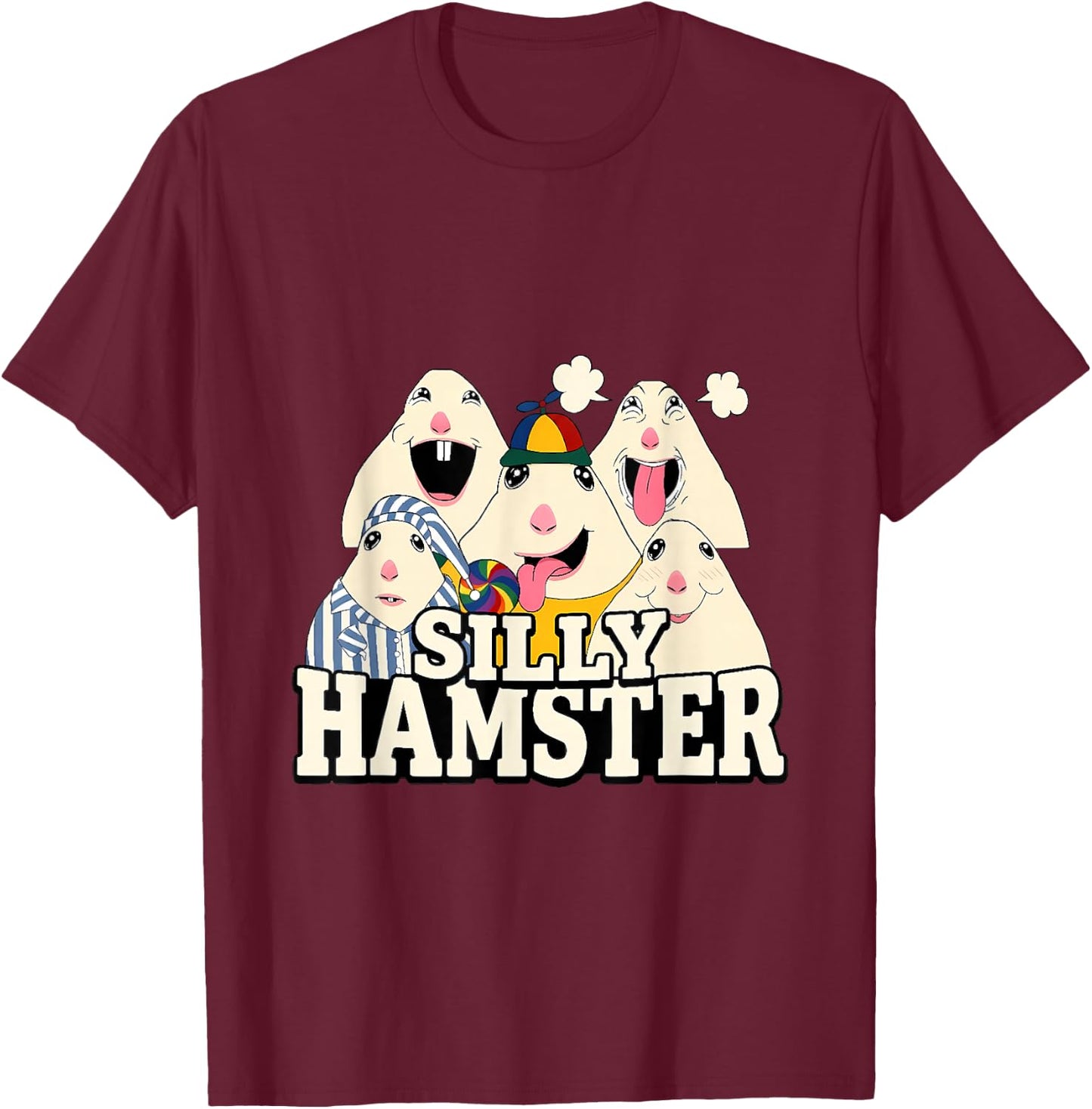 Funny Joke Silly Hamster Brain Rot Meme T-Shirt - T-Shirt | Maroon