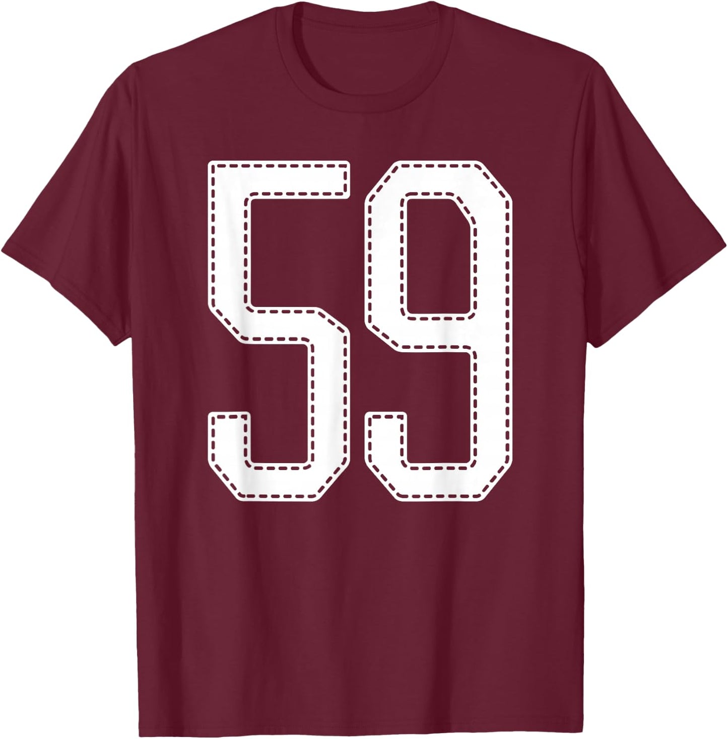 Official Team League #59 Jersey Number 59 Sports Jersey T-Shirt - T-Shirt | Maroon