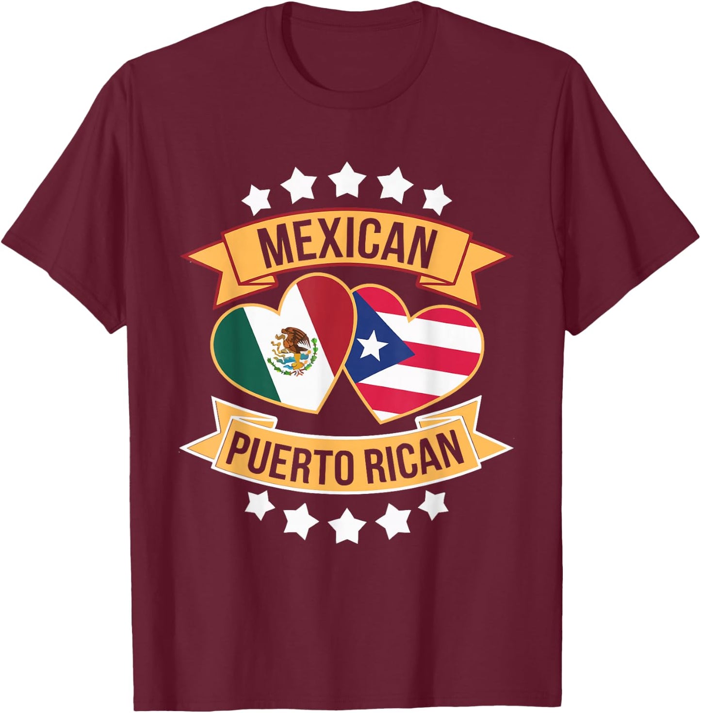 Half Mexican Half Puerto Rican Puerto Rico Flag Mexico T-Shirt - T-Shirt | Maroon