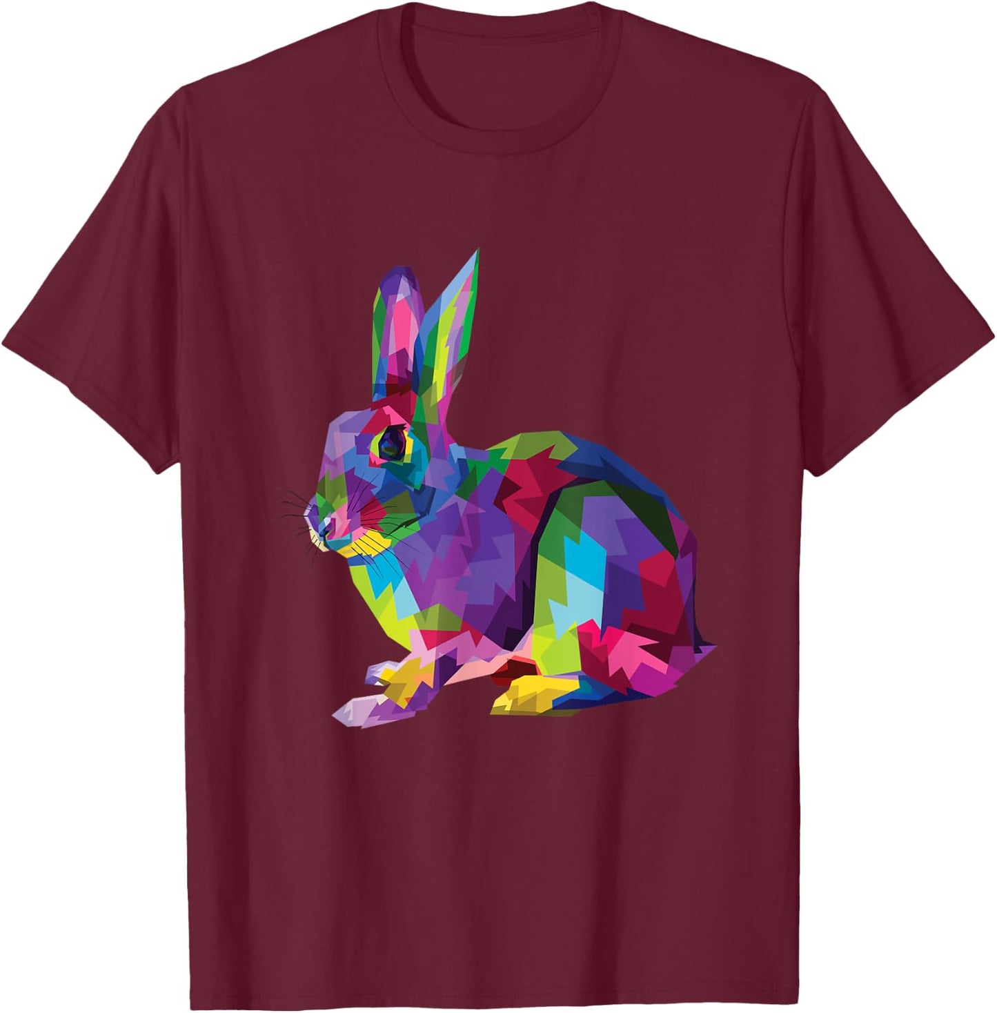 Cute Rainbow Color Bunny Vibrant Meadow Rabbit Tribute T-Shirt - T-Shirt | Maroon