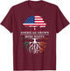 Family Heritage Gifts -Adults Black Short Sleeve Classic Modern Lace Embellishment - American Grown with Irish Roots - Ireland T-Shirt - T-Shirt | Maroon