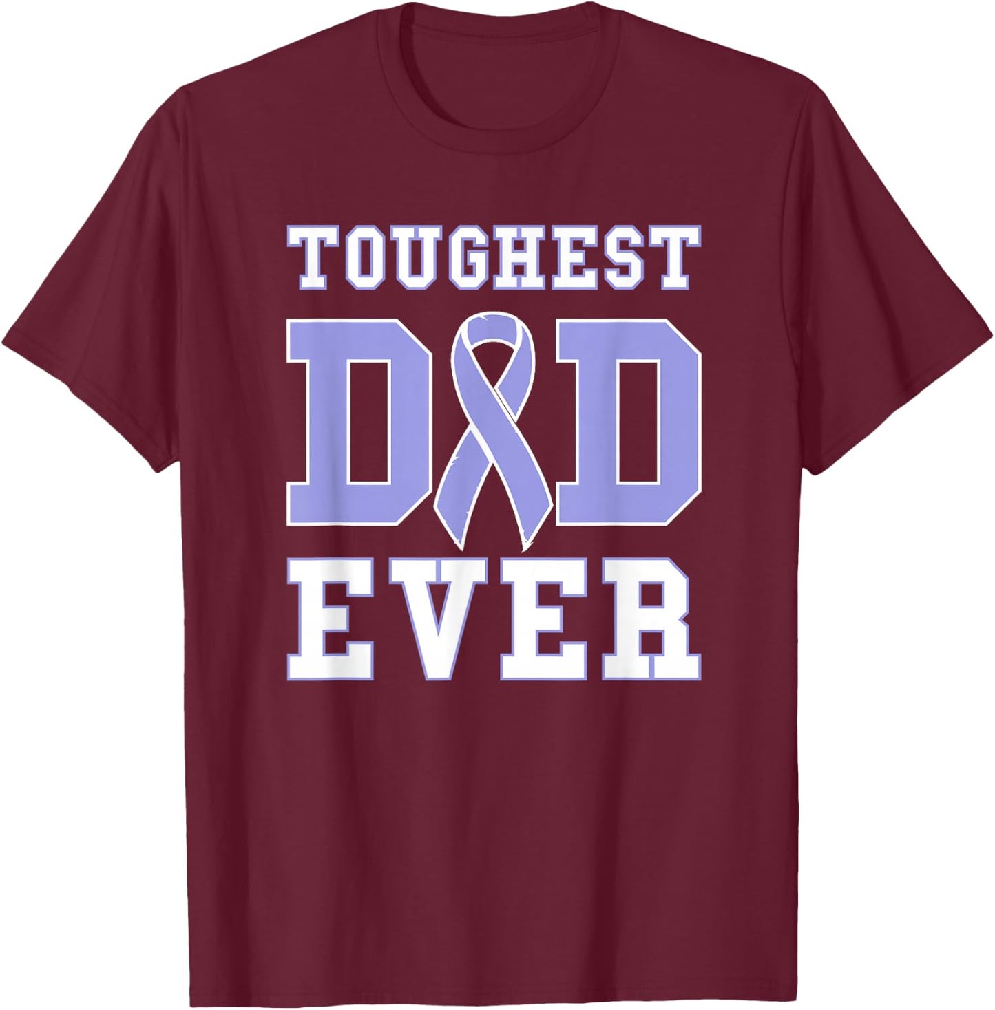 Toughest Dad Ever - Esophageal Cancer Awareness Ribbon T-Shirt - T-Shirt | Maroon