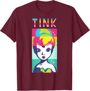 Disney Peter Pan Tinker Bell Color Block Portrait T-Shirt - T-Shirt | Maroon