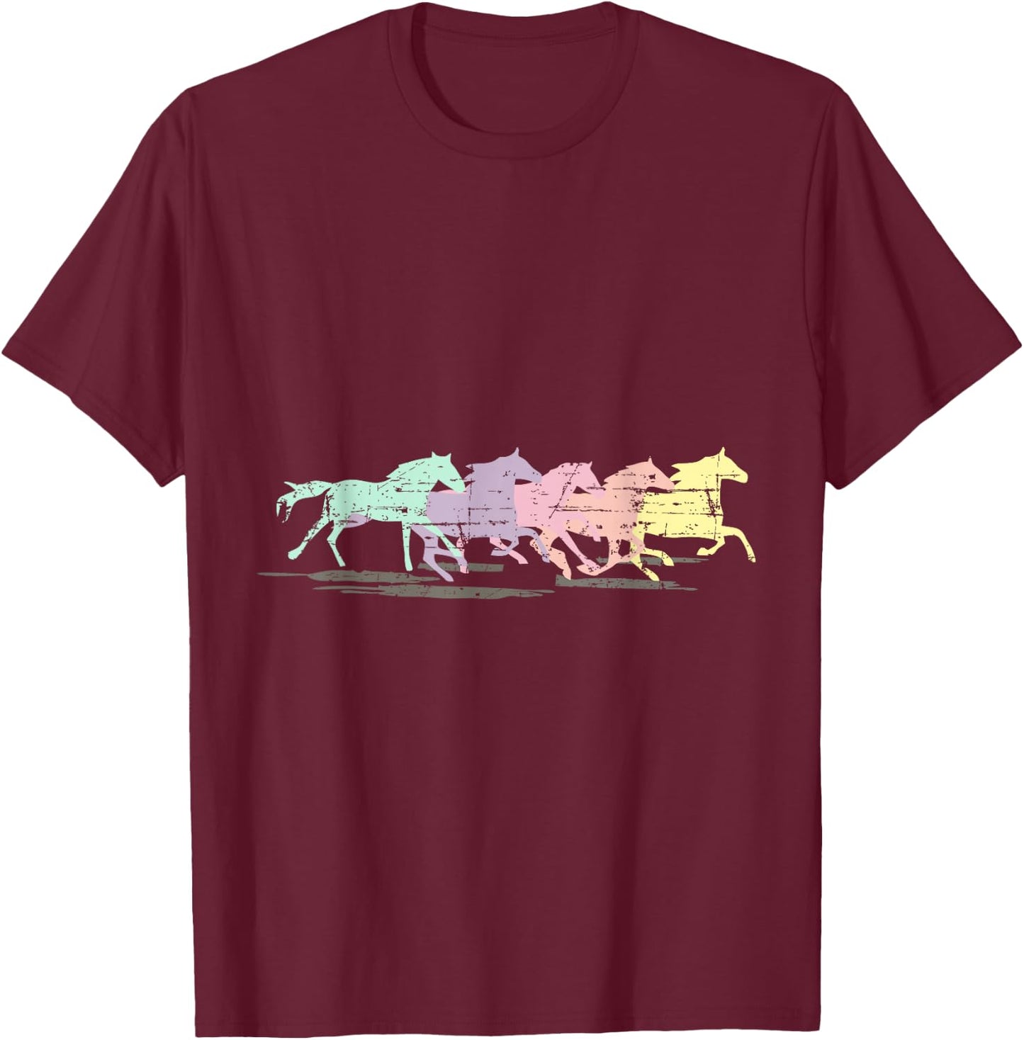 Horses Retro Running T Shirt Mustangs T-Shirt - T-Shirt | Maroon