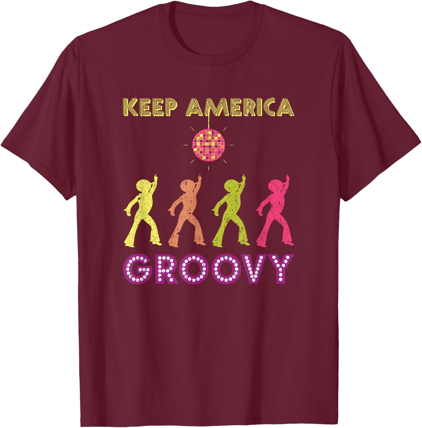 Keep America Groovy Vintage Disco 1970s Funk KAG T-Shirt - T-Shirt | Maroon