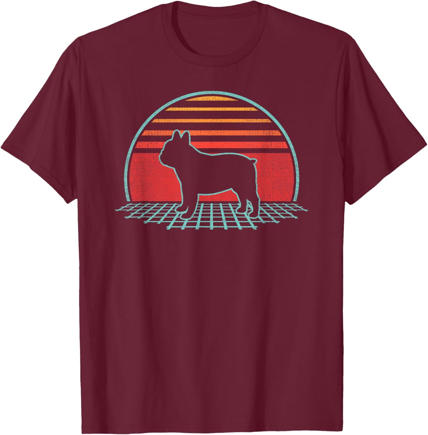 French Bulldog Lover Frenchie Dog Retro Vintage 80s Style Women Girls Kids T-Shirt - T-Shirt | Maroon